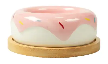 Купить mr.kranch bamboo Пончик миска керамическая на бамбуковой подставке для собак и кошек, розовая