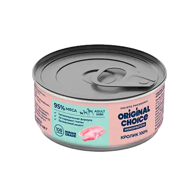 ORIGINAL CHOICE MONOPROTEIN ADULT MINI консервы для собак мелких пород кролик 100%