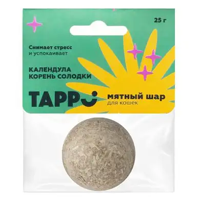 Tappi игрушка для кошек мятный шар с календулой и корнем солодки
