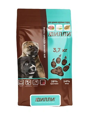 Дилли сухой корм для щенков крупных пород с курицей и индейкой