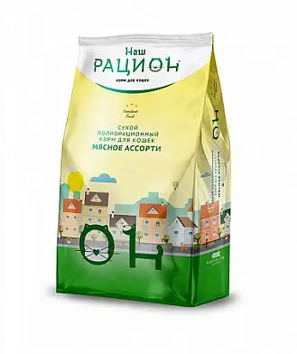 Наш Рацион сухой корм для кошек мясное ассорти
