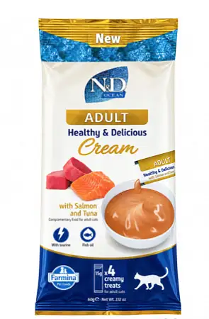 Купить farmina n&d ocean cat cream лакомство для кошек, крем-суп с лососем и тунцом
